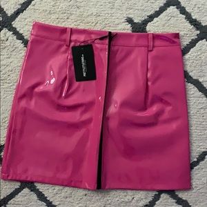 pretty little thing neon pink latex skirt